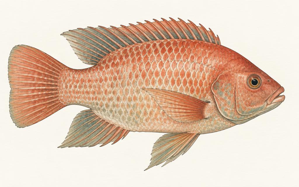 Lámina de una tilapia roja
